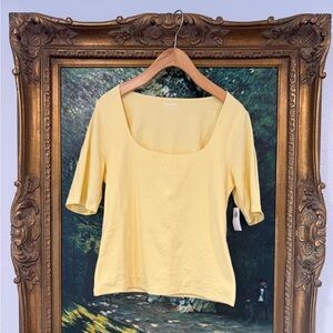Old Navy square neck shirt, size L, butter yellow, new with tags